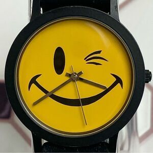 Vintage 1995 Joe Boxer Winking Smiley Face Unisex Watch Adjustable Strap